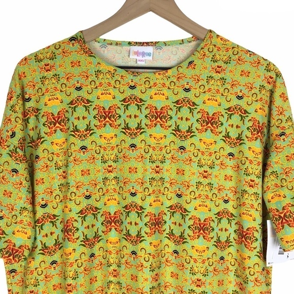 LULAROE Irma Tunic Top Leggings Material Hi Lo Hem Retro Mod Print Size XXS NWT - Picture 3 of 11